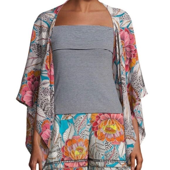 Trina Turk | Exquisite Floral Silk Kimono Top XS - Picture 1 of 6